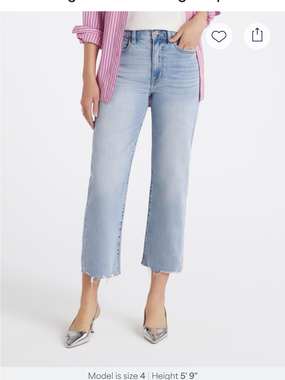 Studio Blue Light Wash Women's Cropped Straight Jeans with Raw Hem